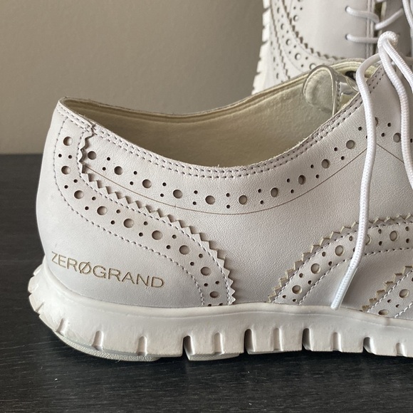 COLE HAAN ZEROGRAND Oxford WOMEN Shoes Wingtip Leather Light Gray Size 10B - Picture 3 of 8